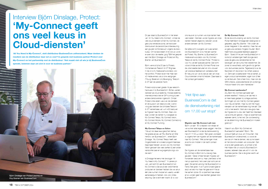 Interview TBM Magazine met My-Connect-partner Protect